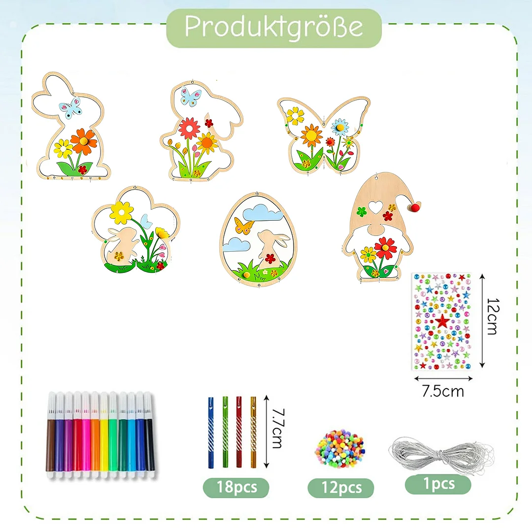 Easter Wind Chime Making Kit Diamond Painting Hanging Pendant Make Your Own 5D DIY Diamond Painting Dots Pendant Wooden Ornaments for Garden Window Decoration