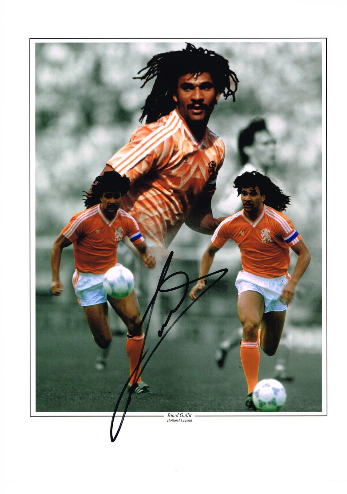 Ruud Gullit SIGNED Authentic Autograph Big 16x12 Photo Poster painting Holland Montage AFTAL COA