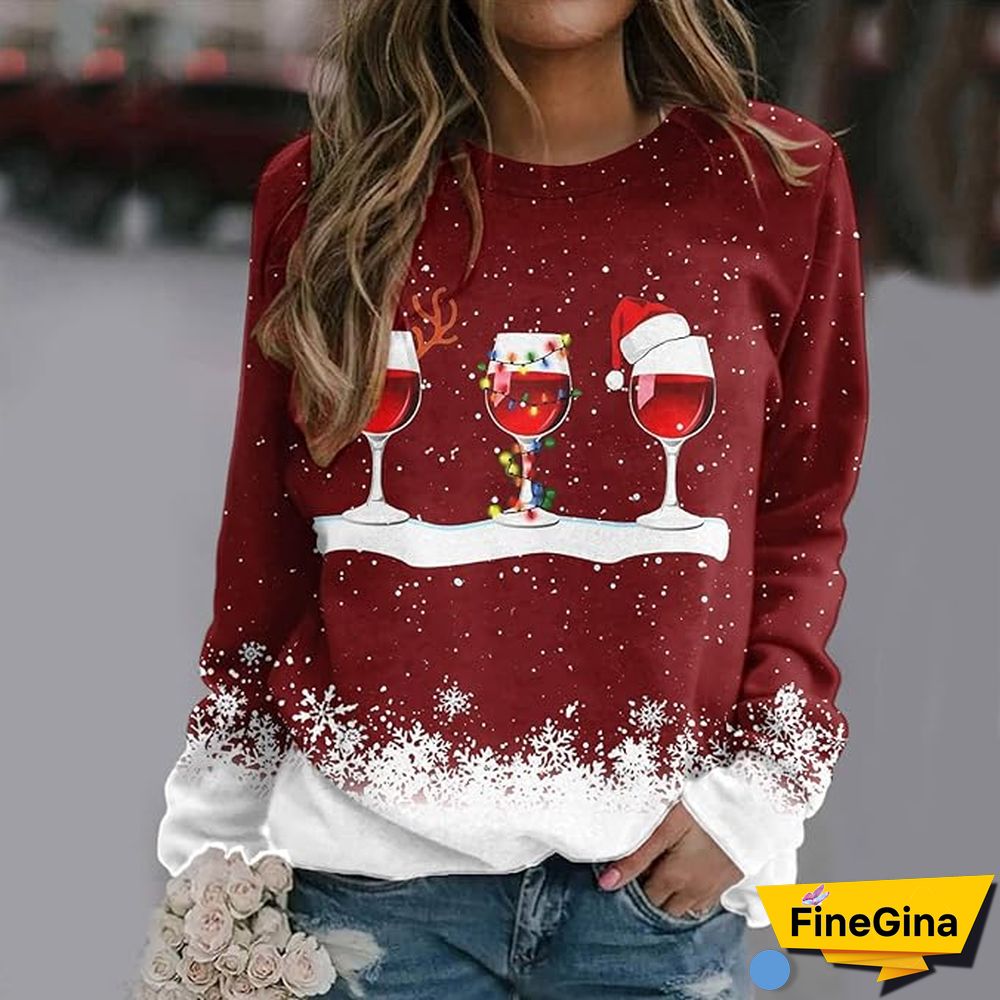 Burgundy Print Round Neck Top