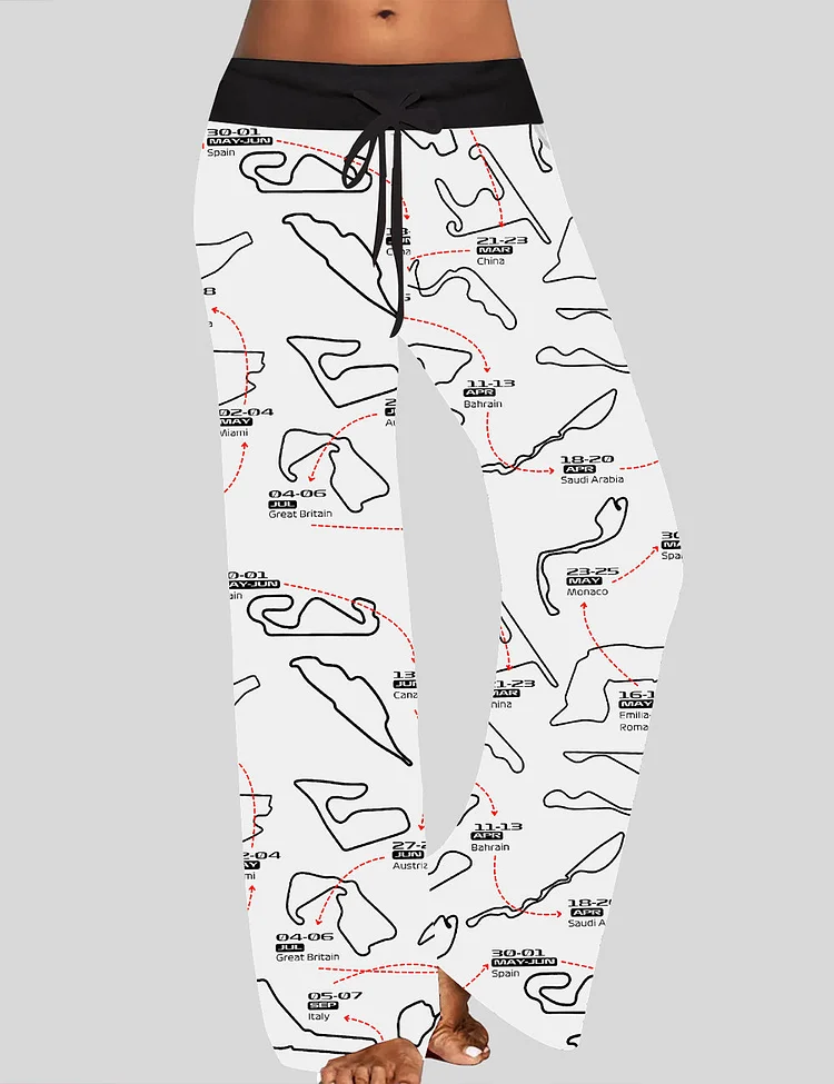 Formula One Racing F1 Wide Leg Drawstring Waistband Pants