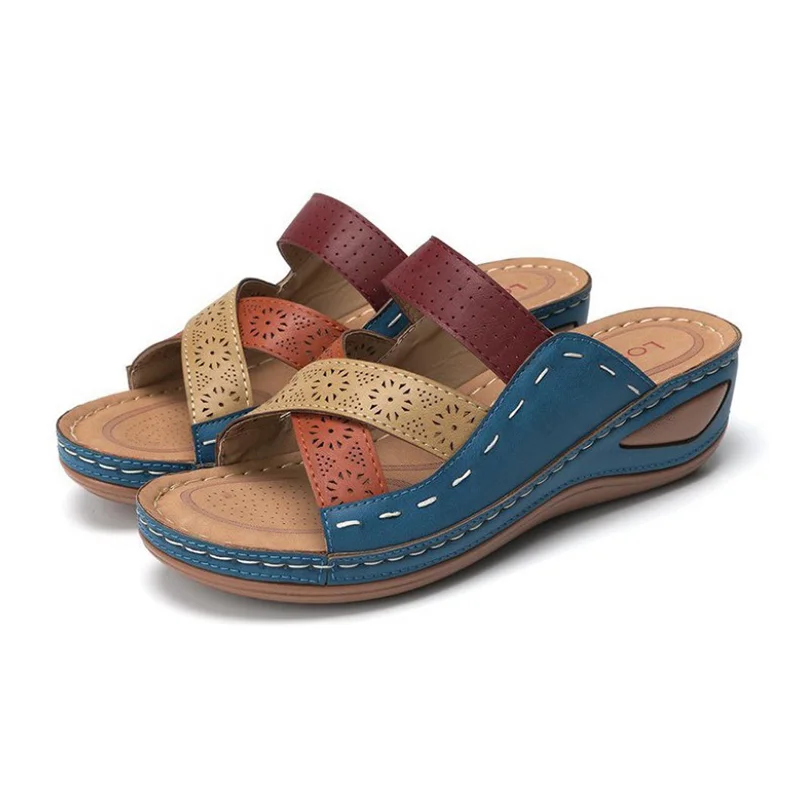 Qengg Women Wedges Sandals Beach Casual Slippers Flip Flops Non-slip Finger Flat Fashion Shoes Sandalias Mujer Comodas