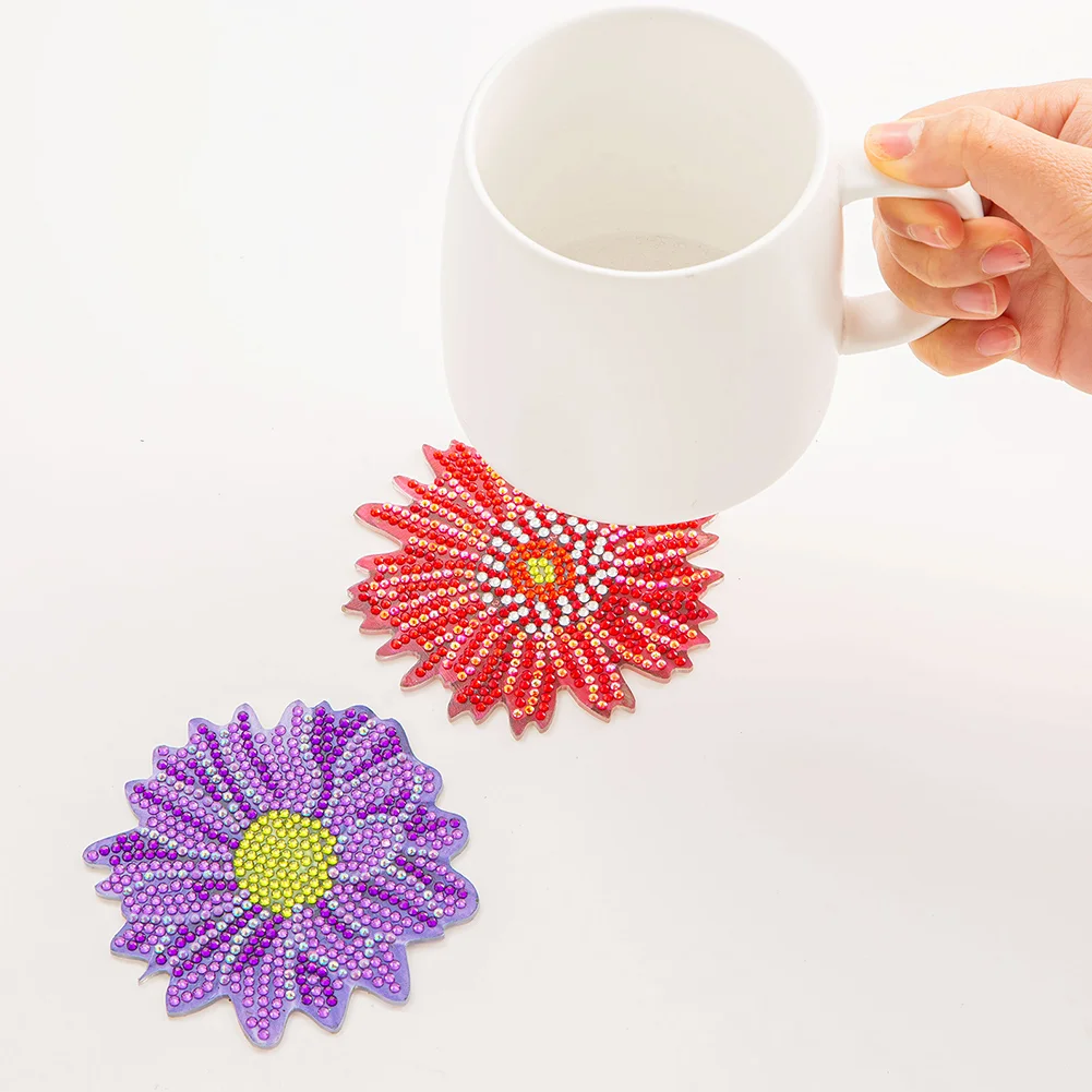 6pcs DIY Flower Anti Slip Coasters Stackable Creative for Tabletop Protection
