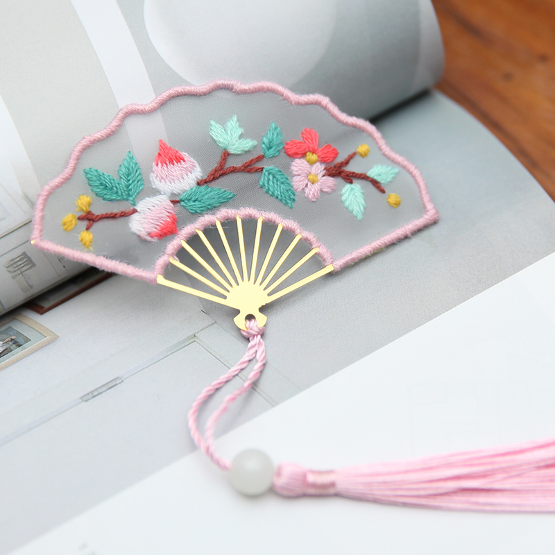 

Peach Blossom - Fan Shaped Bookmark Embroidery - Cross Stitch, 501 Original