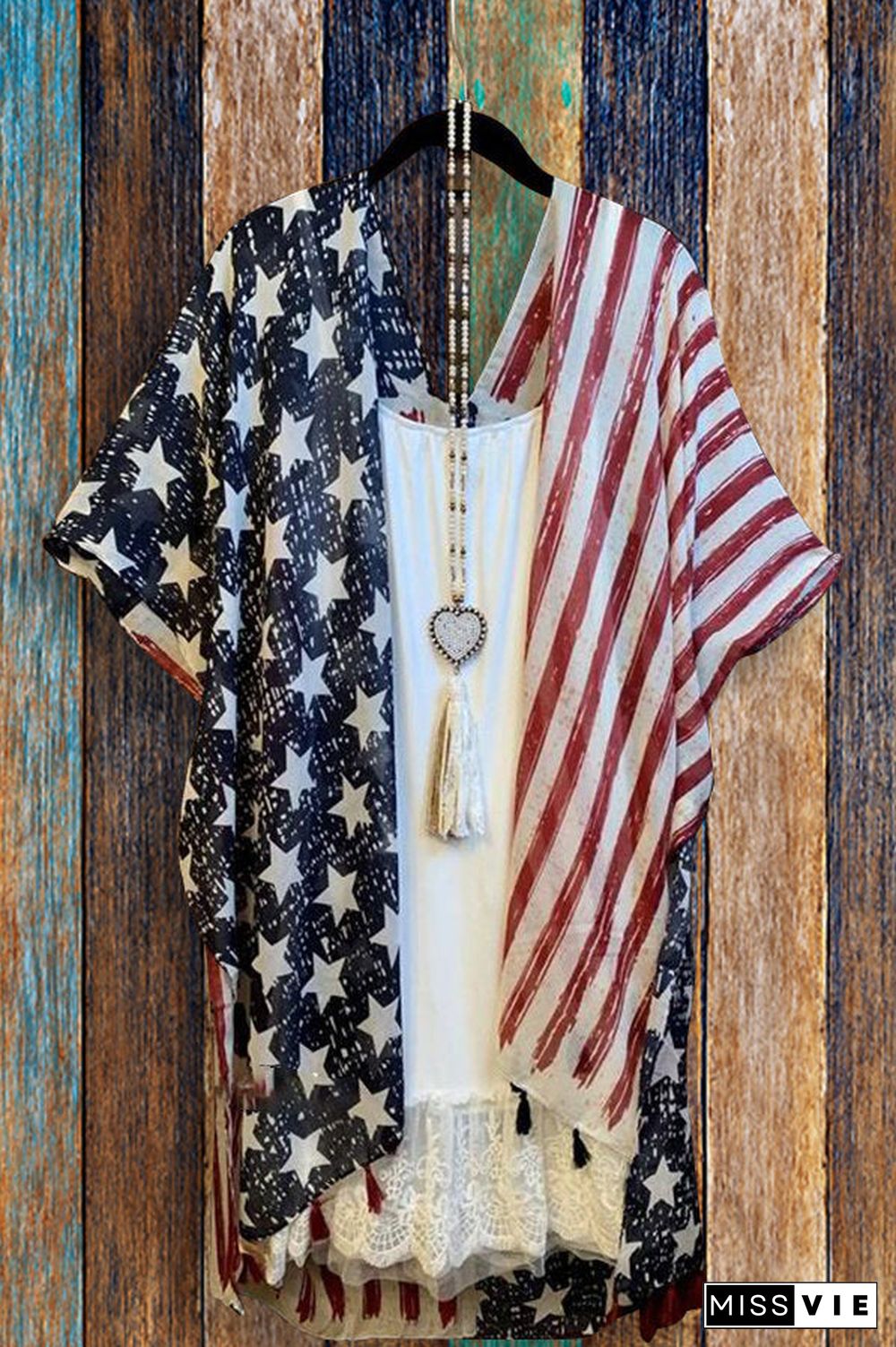 Stars and Stripes Printed Kimono