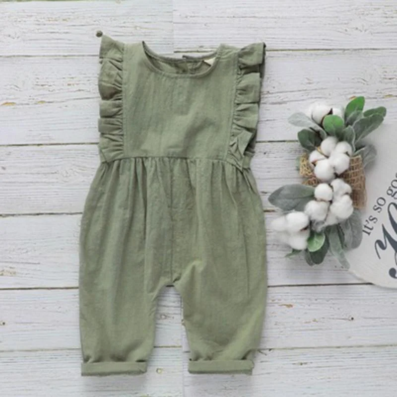 New 2021 Summer Newborn Baby Boy Girl Rompers Baby Girl Sleeveless Pure Color Rompers Baby Boy Girl Rompers Clothes