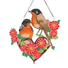 Diamond Painting Acrylic Single-Sided Heart Twin Sparrows Hanging Pendant