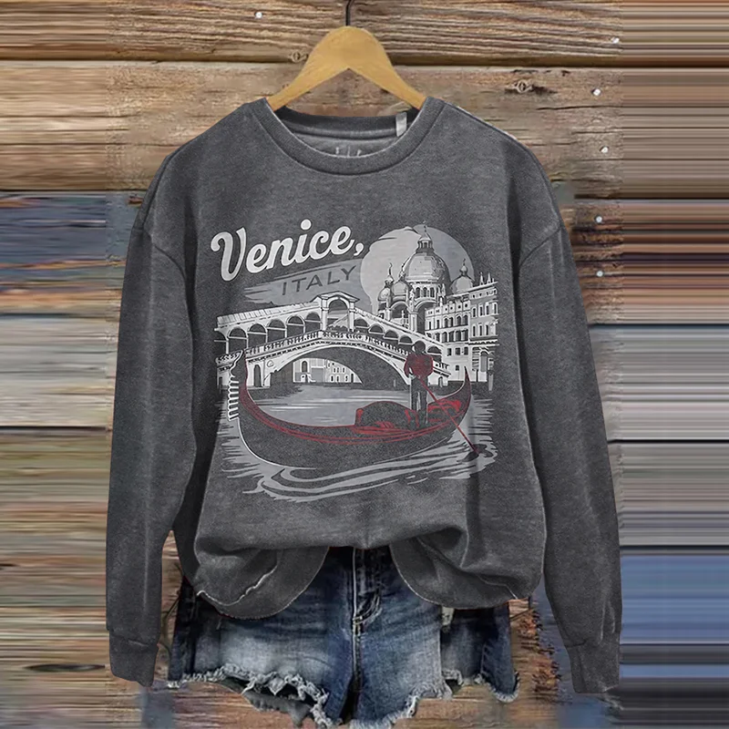 Felpa con grafica "Venezia, Italia" con souvenir da viaggio