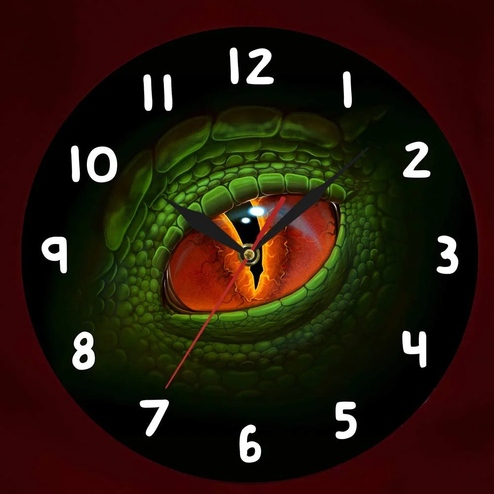 Green Dinosaur Eye Wall Clock