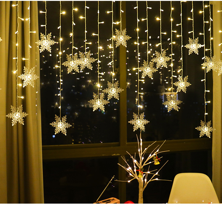 Tegooe 32M LED Snowflake Curtain Lights - Waterproof Fairy String for Holiday Decor