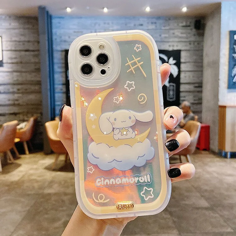 Sanrio Cinnamonroll Luxury Laser  Phone Cases For iPhone 13 12 11 Pro Max XR XS MAX X 7/8Plus Anti-drop TPU Soft Cover Girl Gift