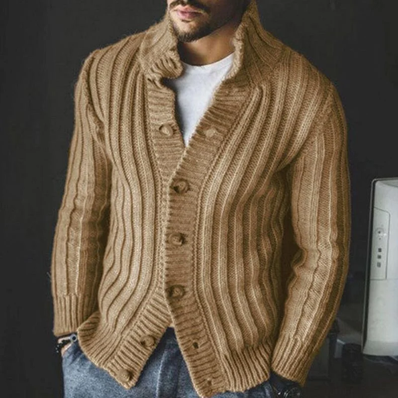 Men's casual single breasted sweater Lapel coat