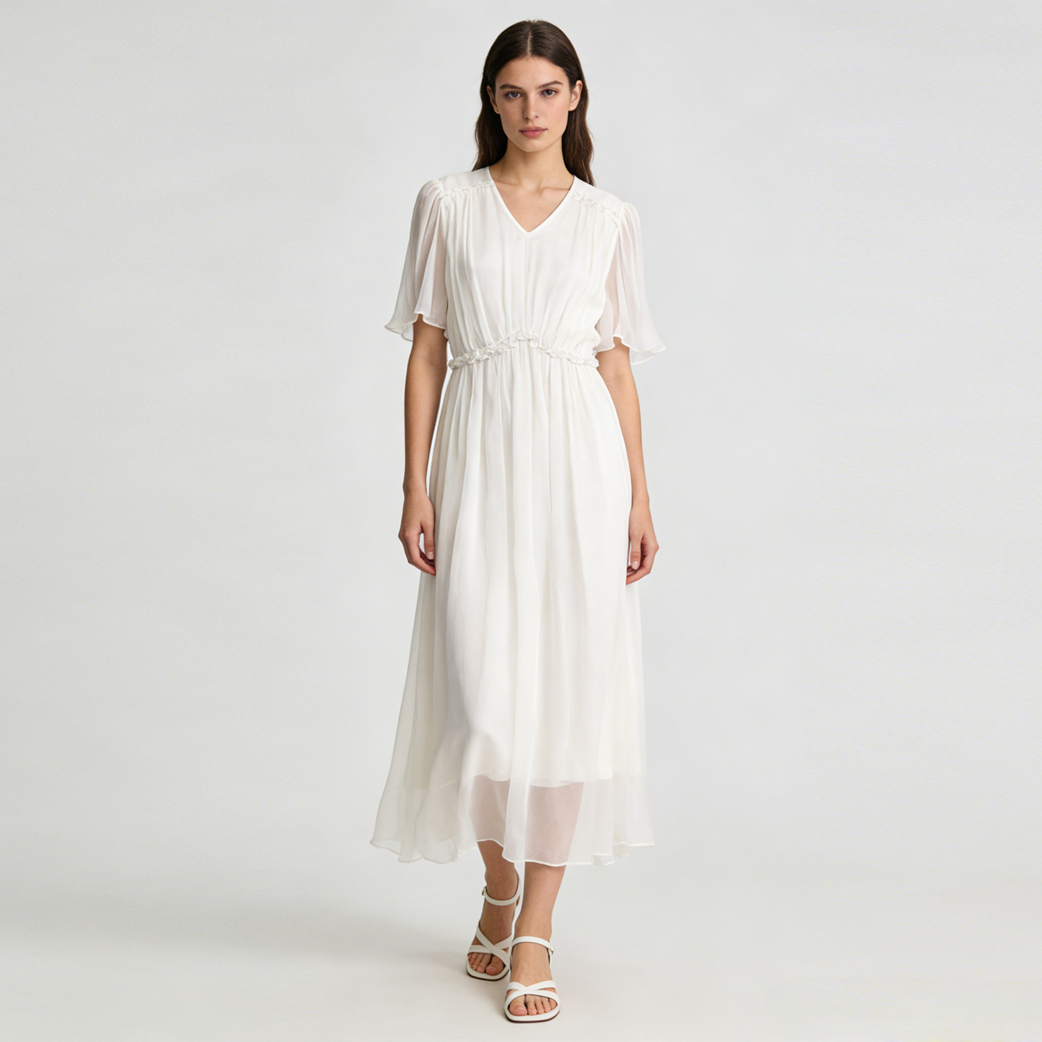 Solid Silk Dress Pleated For Work REAL SILK LIFE