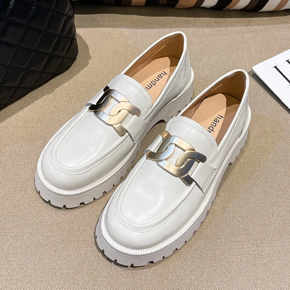 U-DOUBLE Brand Women Shoes Spring 2021 New White Thick-soled Ladies Sneakers Genuine Leather Casual Trend Girl Shoes Students