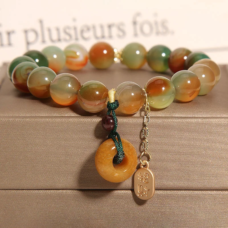 Safety clasp Natural colorful agate bracelet