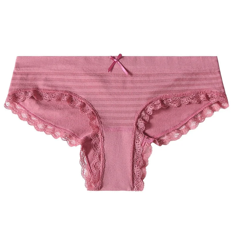 FINETOO M-3XL Plus Size Panties Women Stripe Briefs Underwear Comfortable Ladies Underpants Soft Panty Female Lingerie 10 Colors