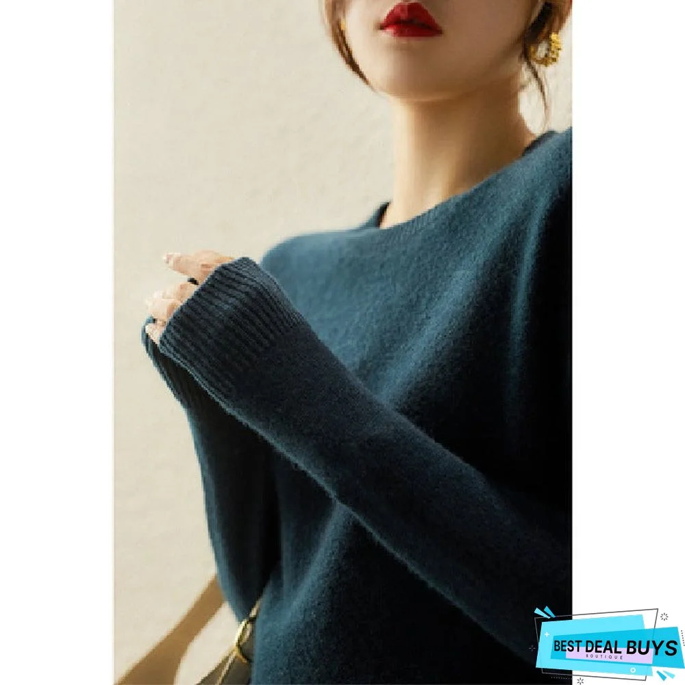 Loose Round Neck Pullover with Thin Knitted Bottoming Shirt