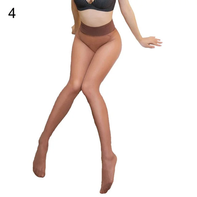 Women See-through Seamless Solid Stockings