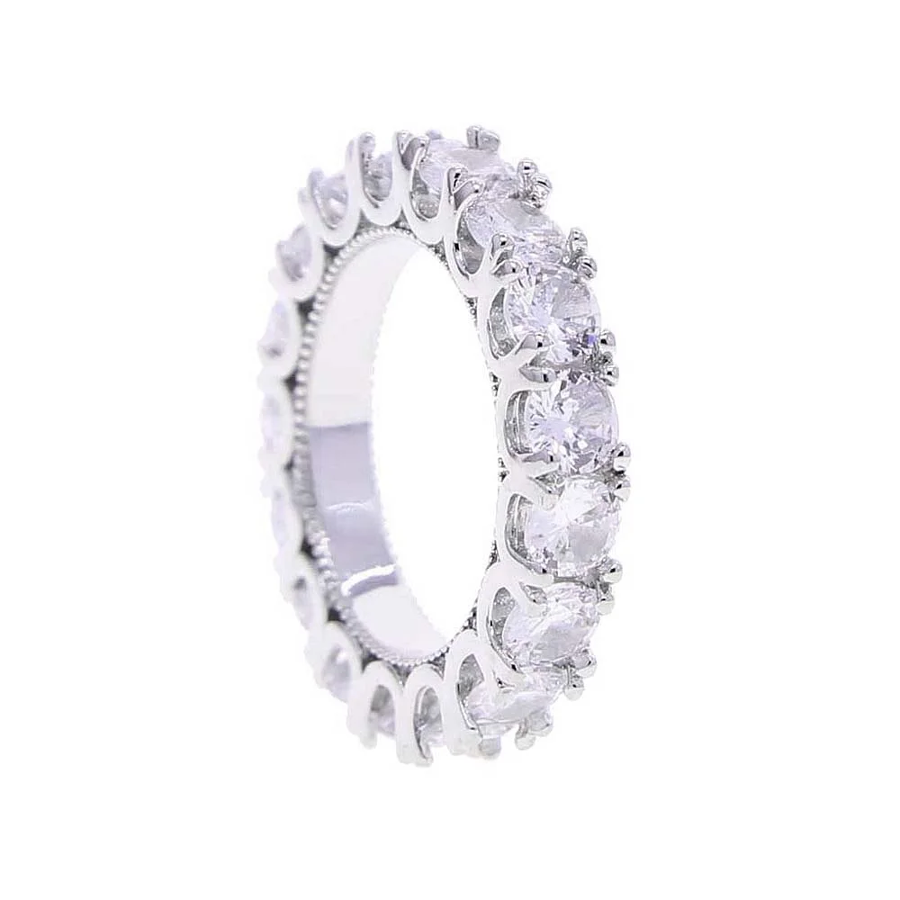 Iced Out Big Size Cubic Zircon Bling Round Ring-VESSFUL