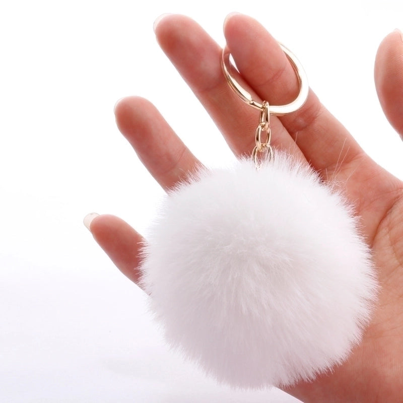 Fashion 7cm Imitation Rex Rabbit Fur Small Ball Keychain