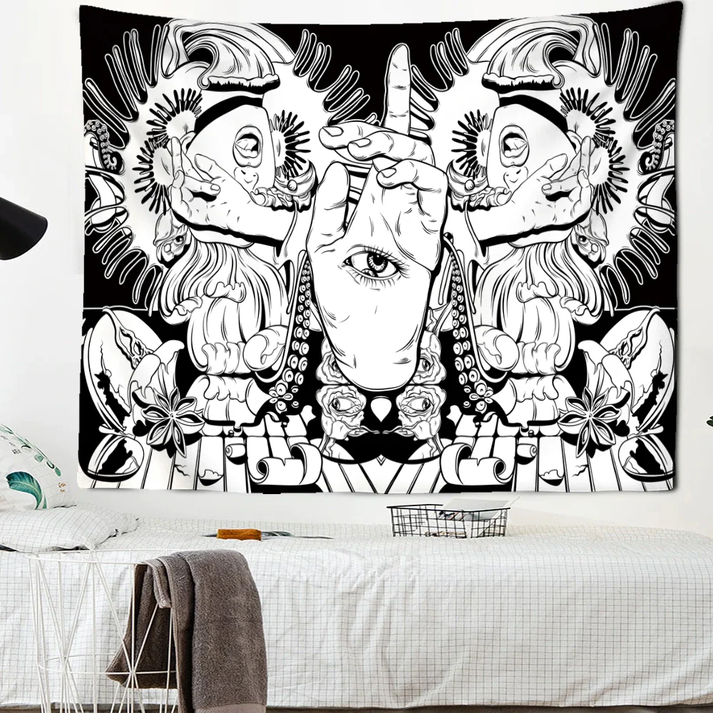 Athvotar Wolf Tapestry Wall Hanging Dark Bohemian Tapiz Witchcraft Hippie Art Tarot Bedroom Home Decor