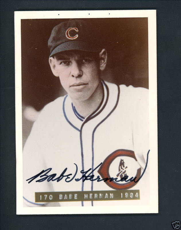 Babe Herman Cubs Signed Autographed 3 X 5 Photo Poster painting