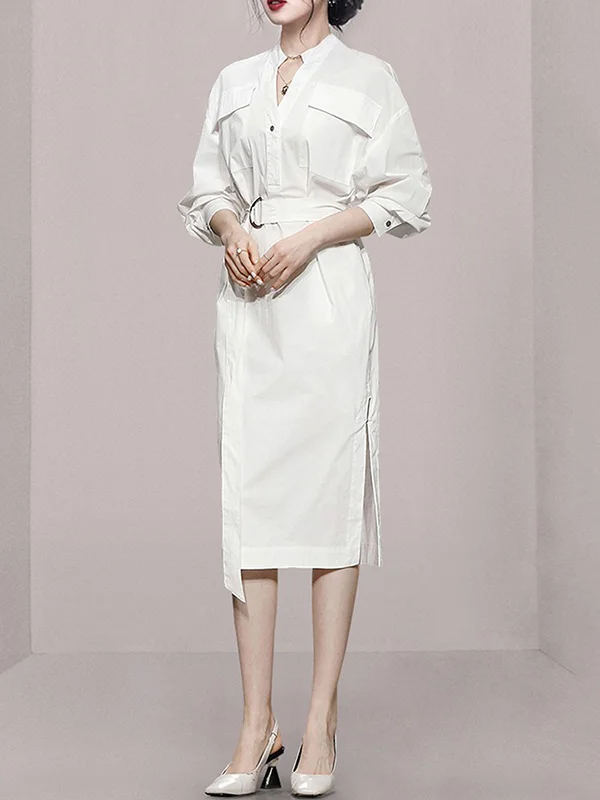 Ethereal Elegance: Long Sleeves Loose See-Through Split-Joint Split ...
