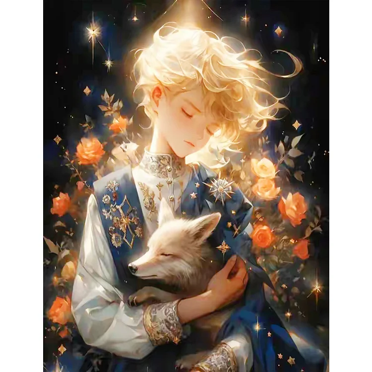Full Round Diamond Painting - The Little Prince And The Rose Fox 50*60CM