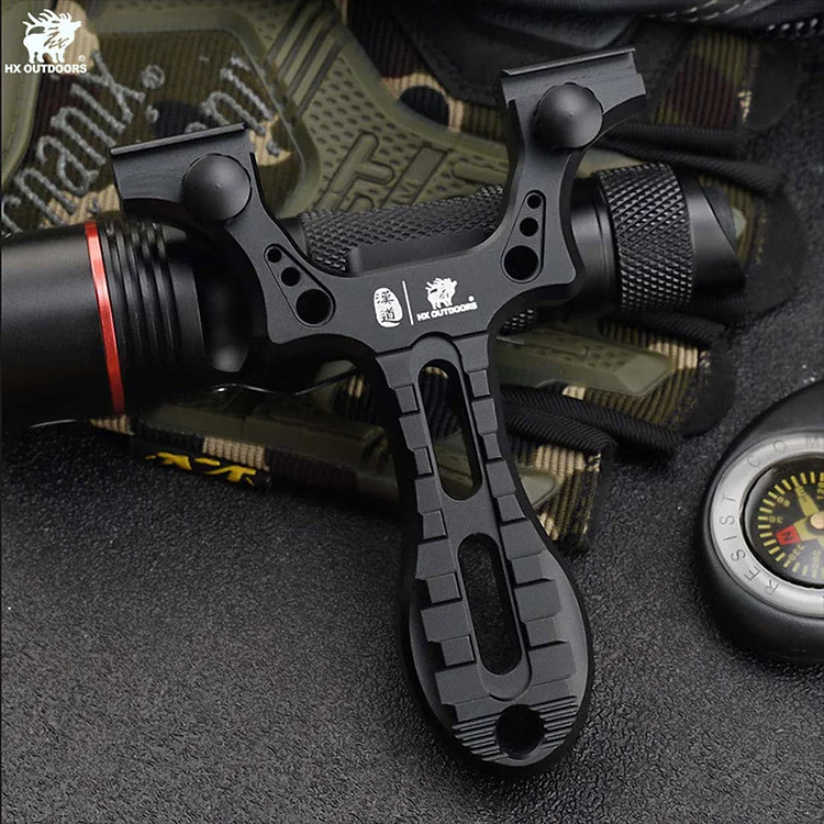 Aluminum Alloy ROCK Slingshot Black (4.33'') 