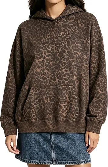 Women's Leopard Print Oversized Hoodie