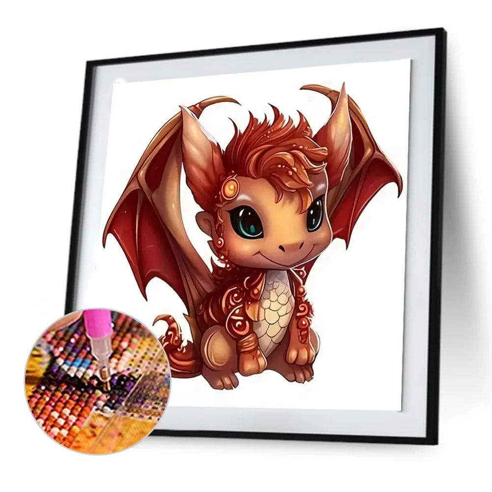 Full Round Diamond Painting 30*30cm - Little Dragon