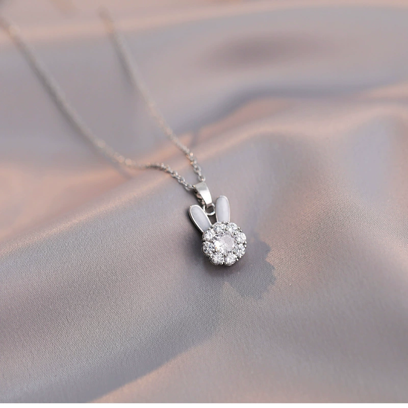 Rabbit Zirconia Gold-Plated Necklace (Swivel)