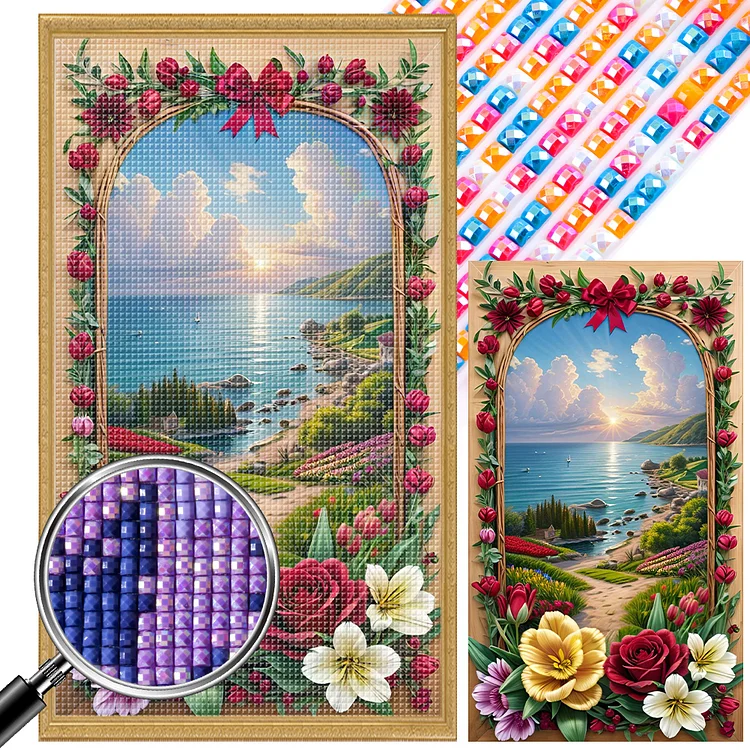 Seaside Picture Frame 40*70CM (Canvas) AB Square Drill Diamond Painting gbfke