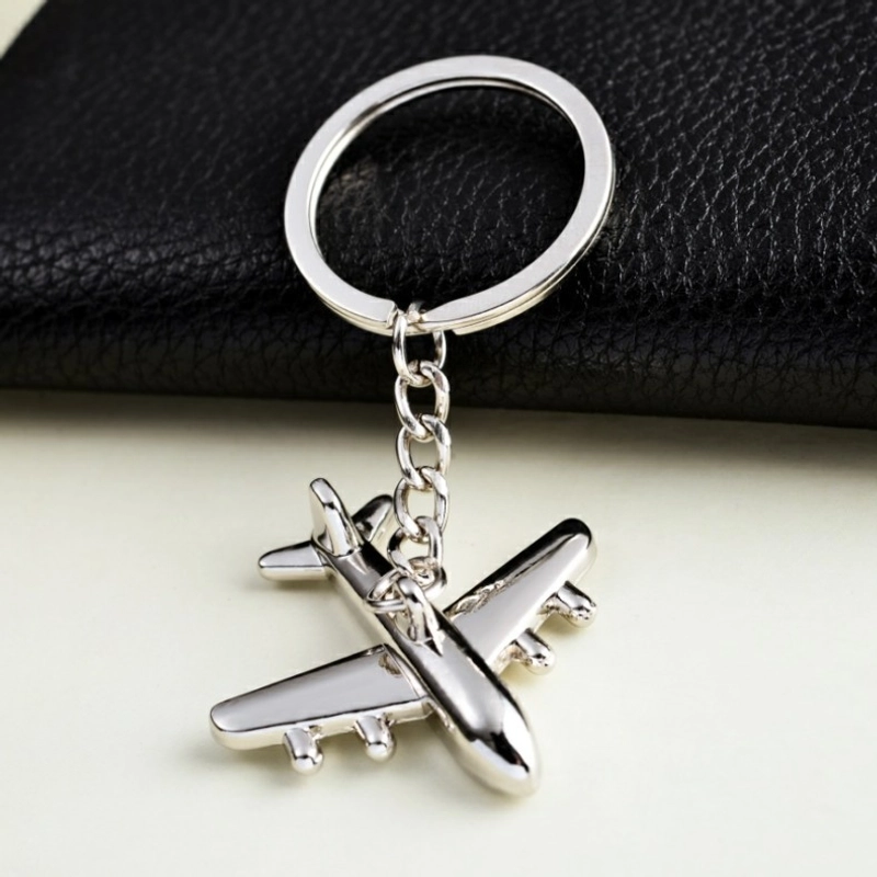 Modern Style Artistic Airplane Metal Unisex Bag Pendant Keychain