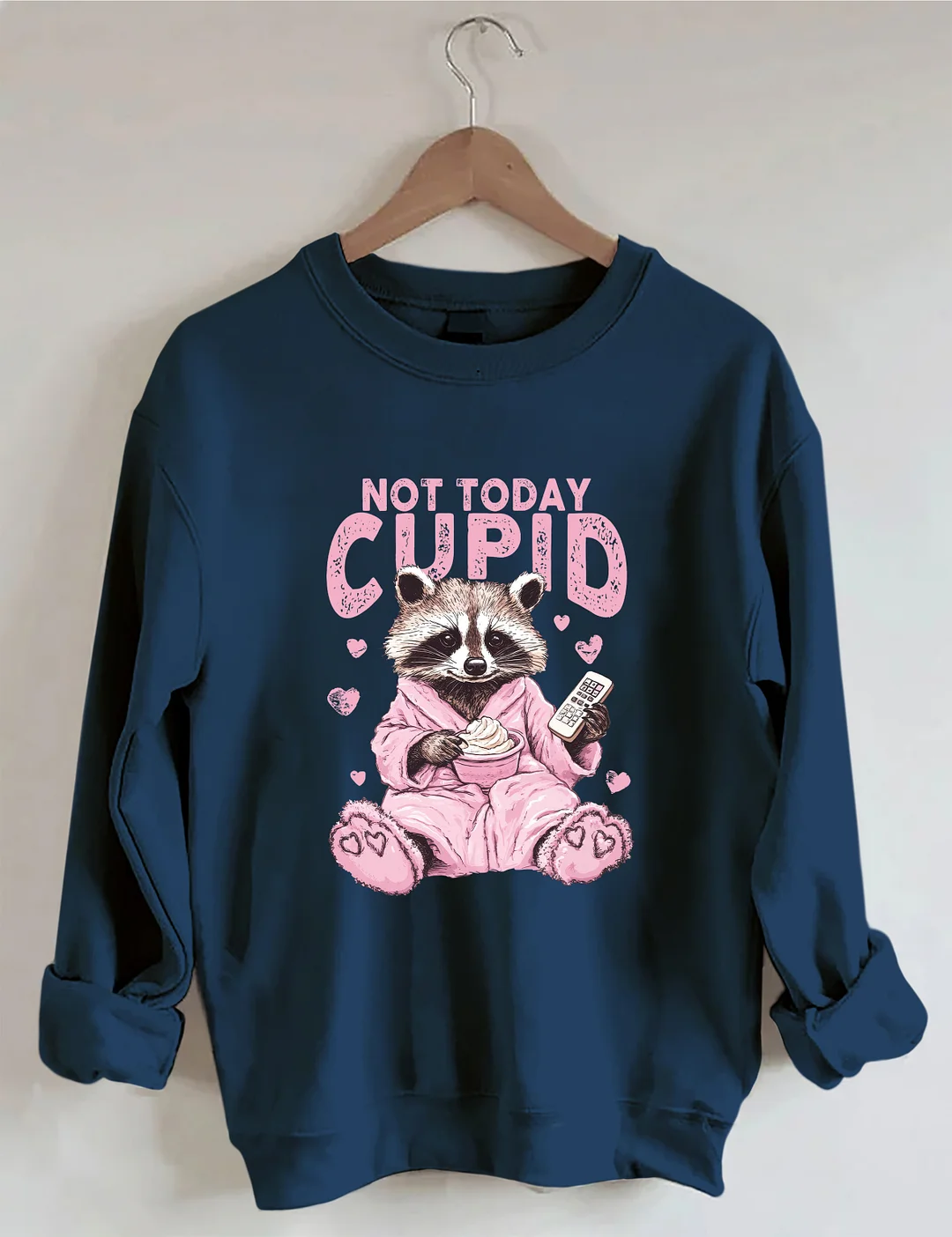 Not Today Cupid Snarky Raccoon Valentine's Day Sweatshirt