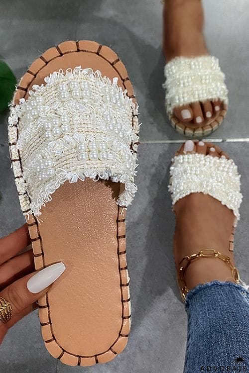 Pearl Tassels Flat Slipper