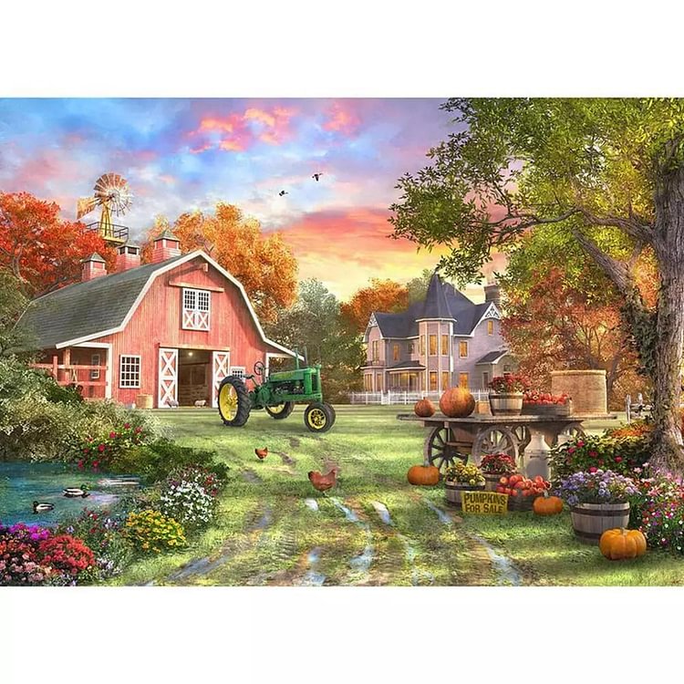 Village Scenery - Painting By Numbers - 40x50cm