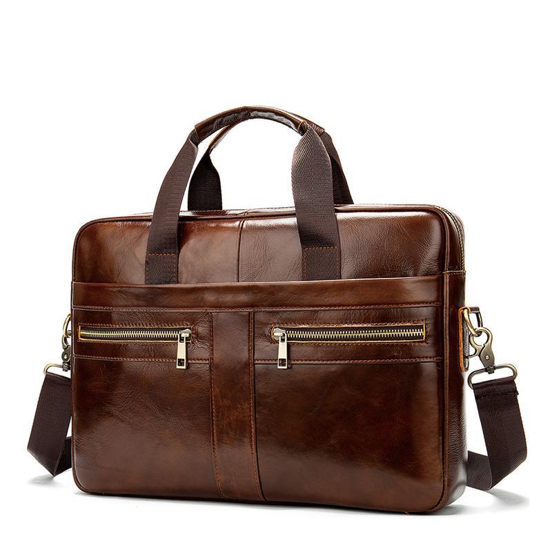 Mens Business Briefcase Vintage Leather Shoulder Bag
