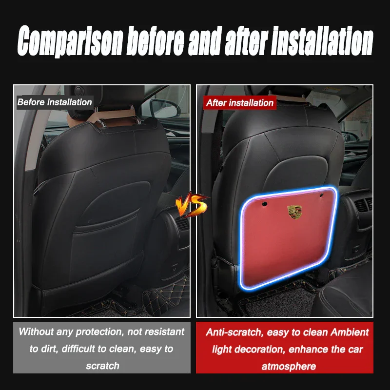 Seat Anti-Kick Pad Ambient Light Colorful Sound-Activated Light Protection Pad