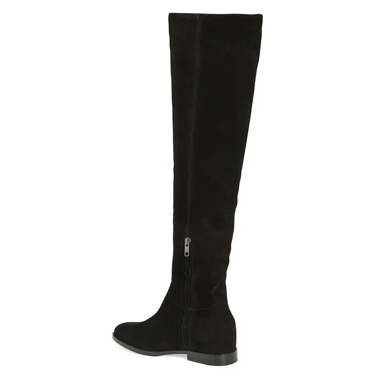 Black Knee-High Flat Boots - Long Boots Vdcoo