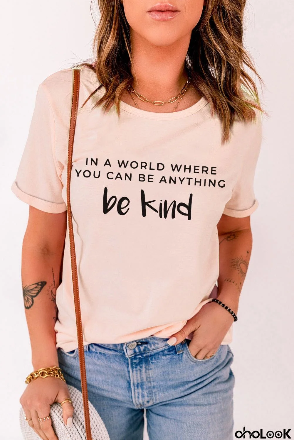 Slogan Graphic Cuffed Tee