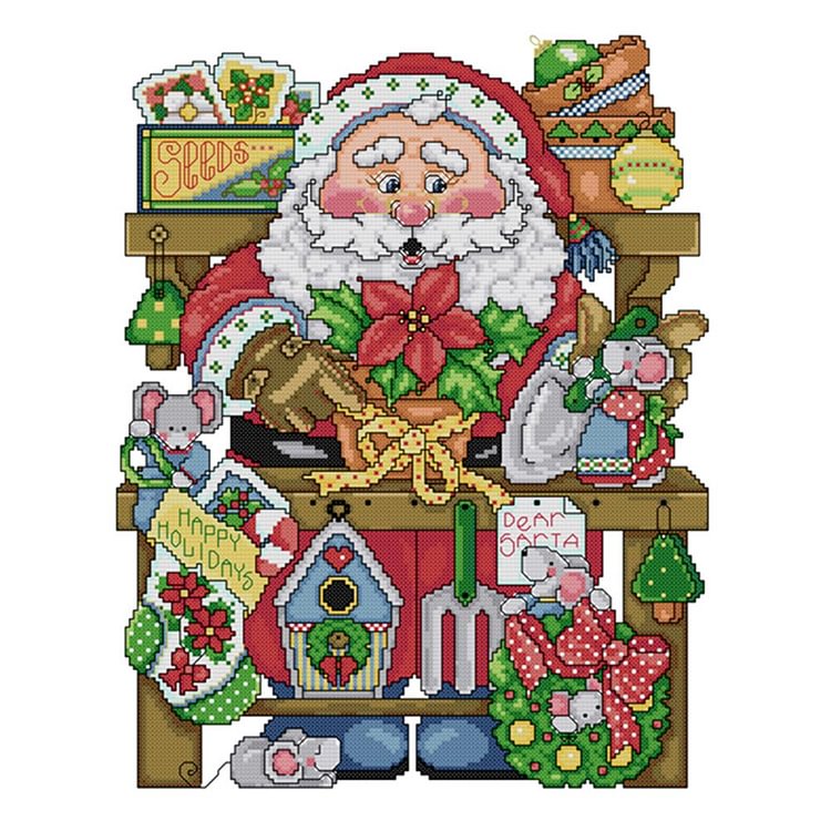 Joy Sunday - Merry Christmas - 14CT 2 Strands Threads Printed Cross Stitch Kit - 44x36cm(Canvas)