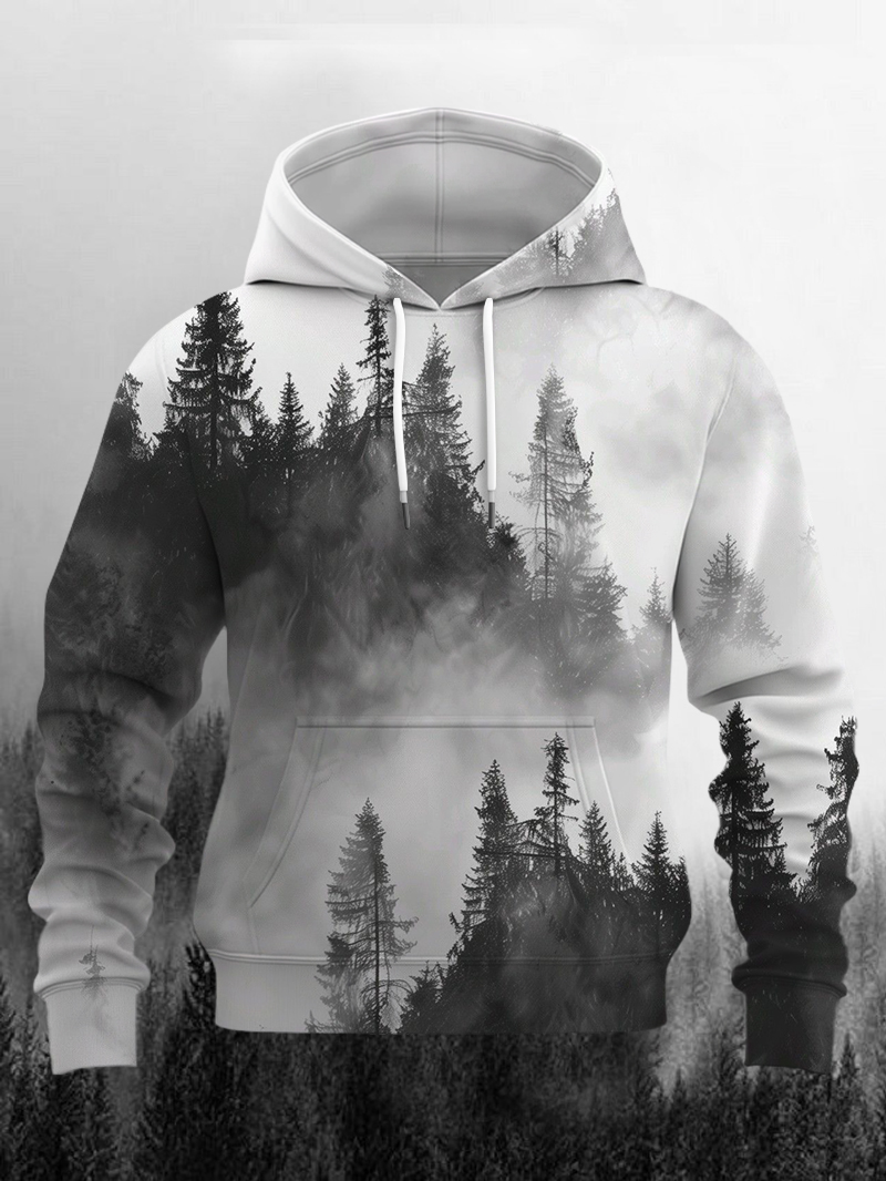Men's Black Forest Print Hoodie