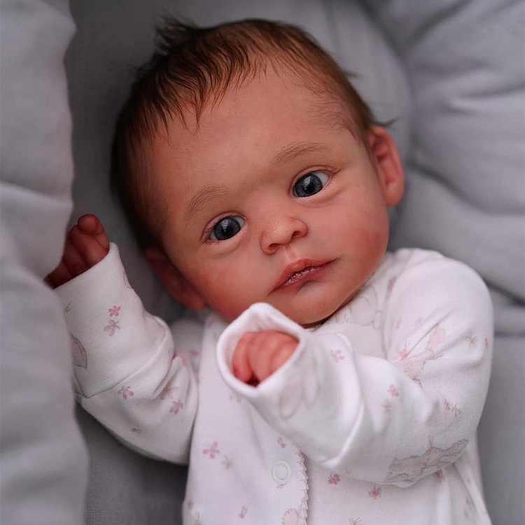  [New Baby Doll] 17'' Eyes Opened Lifelike Handmade Reborn Newborn Baby Girl Doll With Brown Hair Named Sajie - Reborndollsshop®-Reborndollsshop®