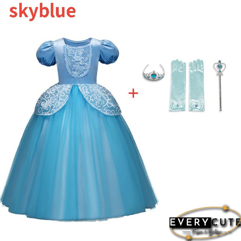 17 Styles Fancy Halloween Princess Cosplay Costume 4pcs Outfit with Accessories for 3-10 Years Kids Girls