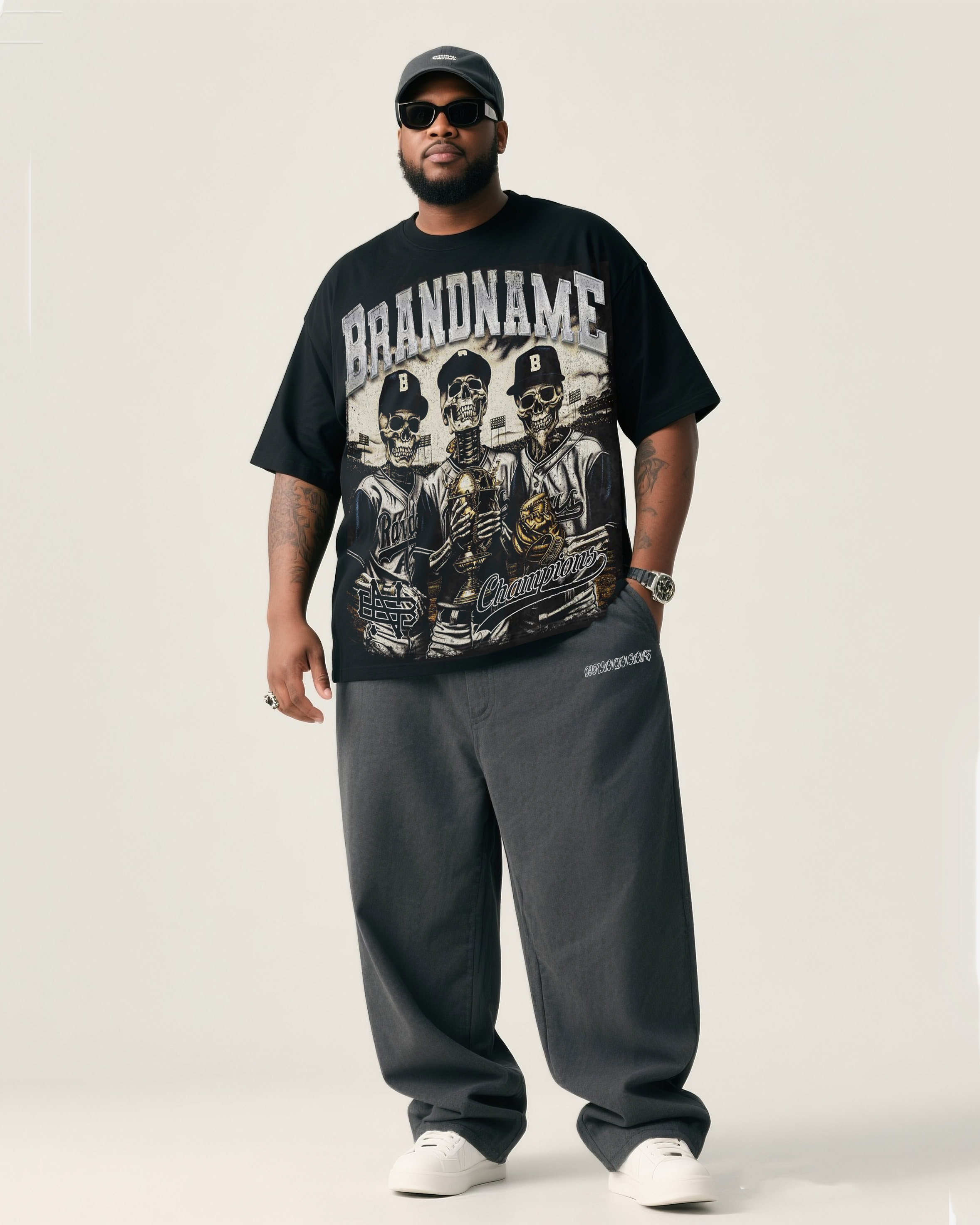 Big Boy Essential Fashion Street Trend Round Neck Short Sleeve T-shirt Trousers Suit