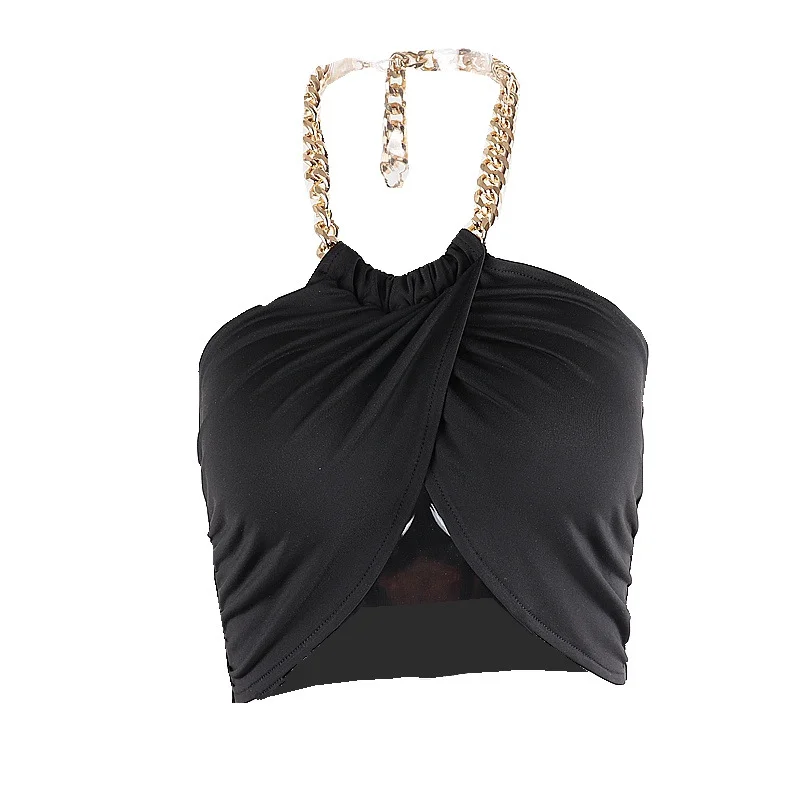 Brownm Brownm New Hot Style Sexy Metal Chain Decoration Hanging Neck Bottom Bottom Wrapped Chest Vest Female