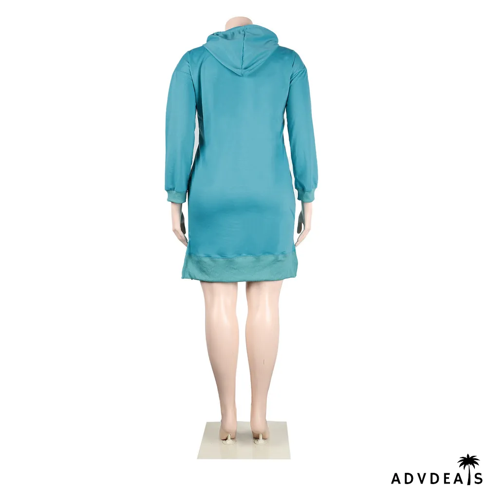 Womens Sexy Casual Solid Long Sleeve With Hood Slit Dress