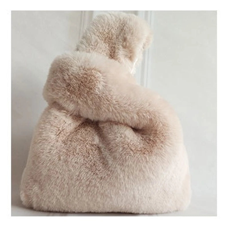 Furry Korean Style Autumn And Winter Imitation Rex Rabbit Fur Handbag Cute Plush Vest Bag For Women
