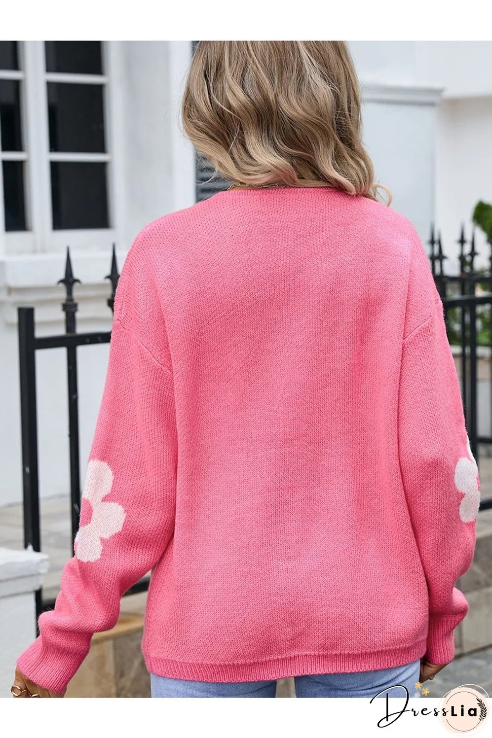 Angel Wings Flower Open Front Long Sleeve Cardigan