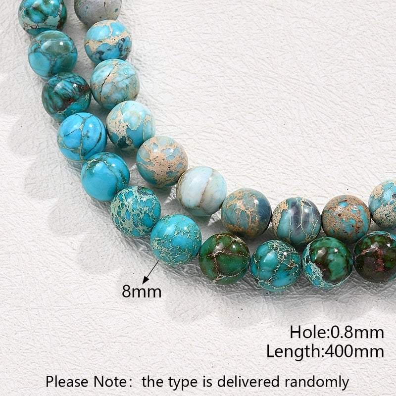 1 Strand/Package 8mm Hole Under 1mm Natural Stone Imperial Jasper Marble Simple Polished Beads